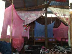 ホームステイ先の蚊帳 ぼらぷらカンボジア 教育ボランティア