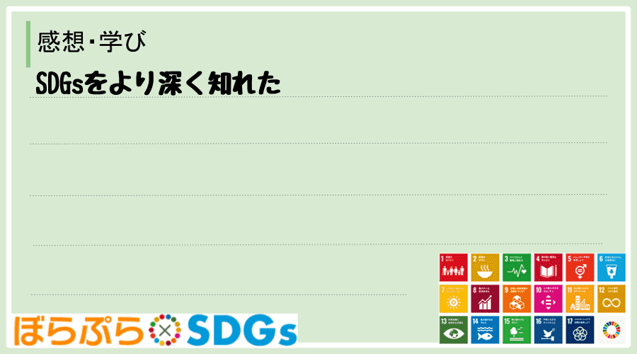 SDGsをより深く知れた