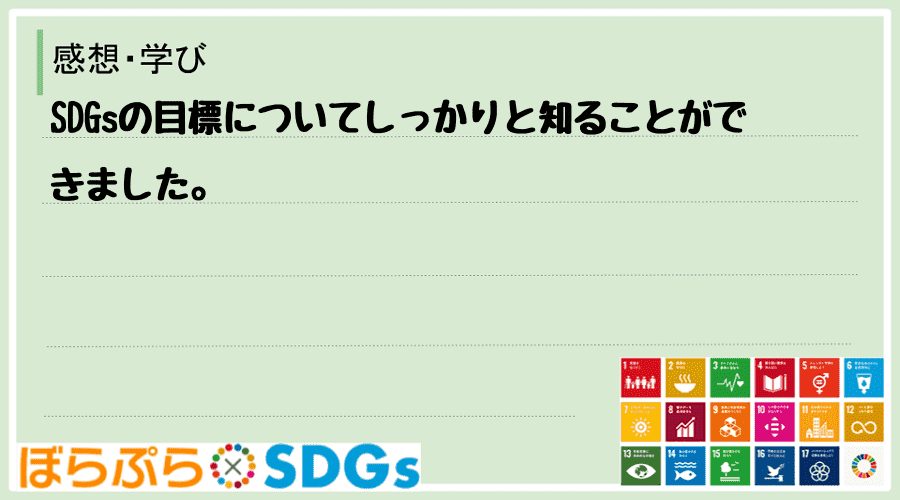 SDGsの目標についてしっかりと知ることができました。