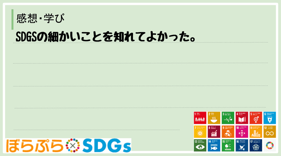 SDGSの細かいことを知れてよかった。