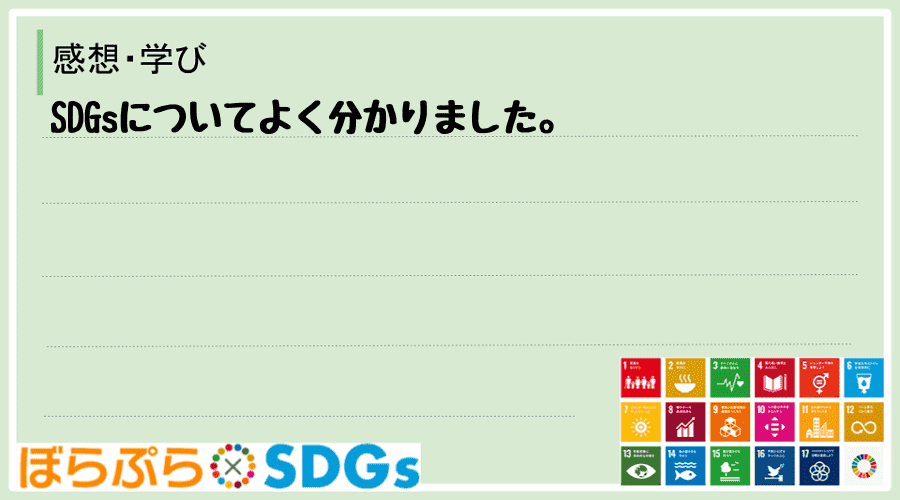 SDGsについてよく分かりました。