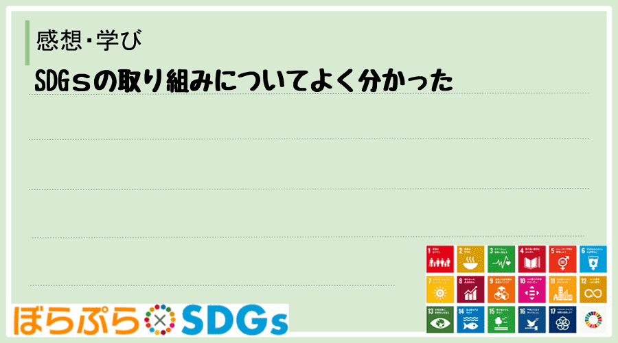 SDGｓの取り組みについてよく分かった