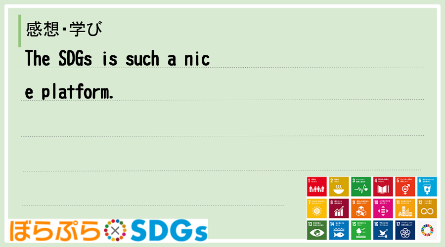 The SDGs is such a nice platform.