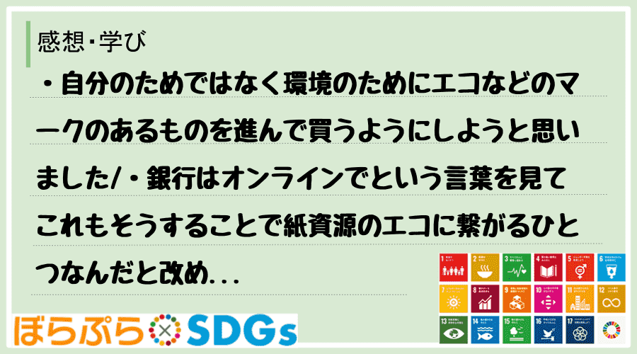 わたしのSDGsアクション・感想