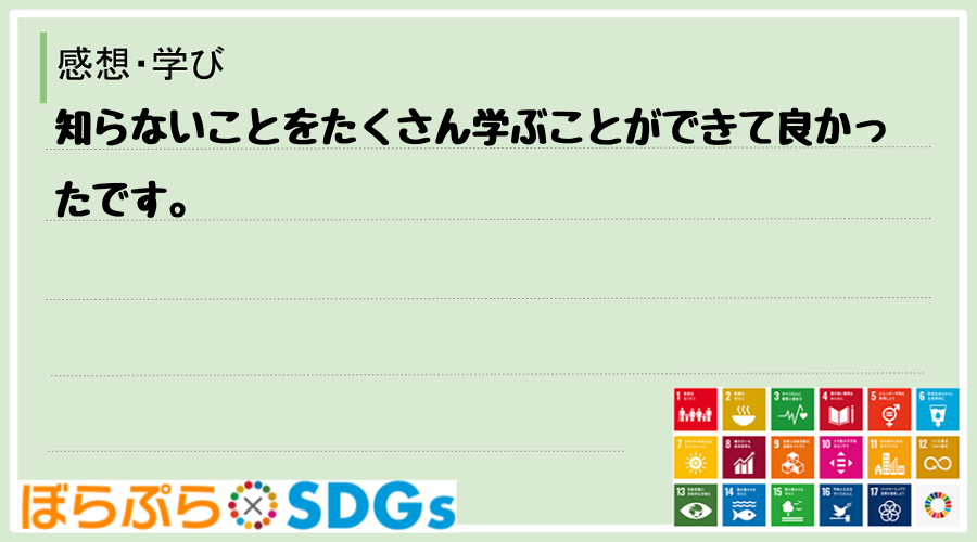 知らないことをたくさん学ぶことができて良かったです。