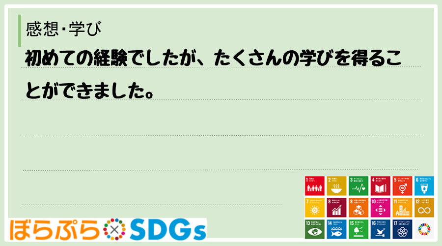 初めての経験でしたが、たくさんの学びを得ることができました。