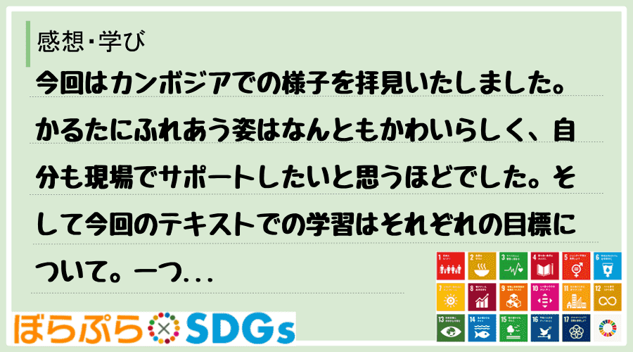 今回はカンボジアでの様子を拝見いたしました。かるたにふれあう姿はなんともかわいらしく、自分も現...