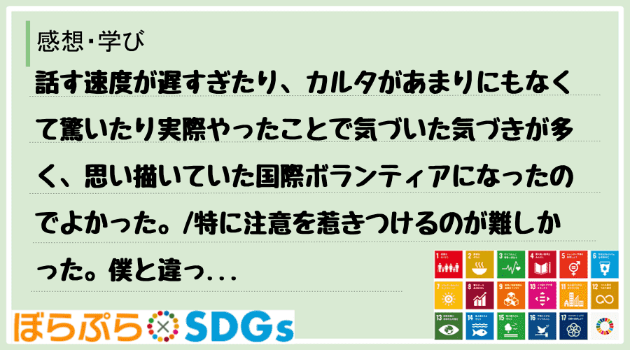 わたしのSDGsアクション・感想