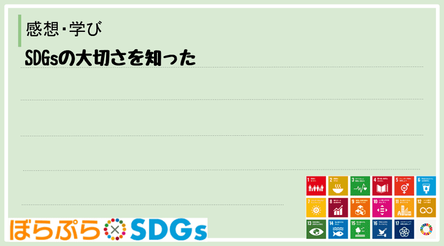 SDGsの大切さを知った