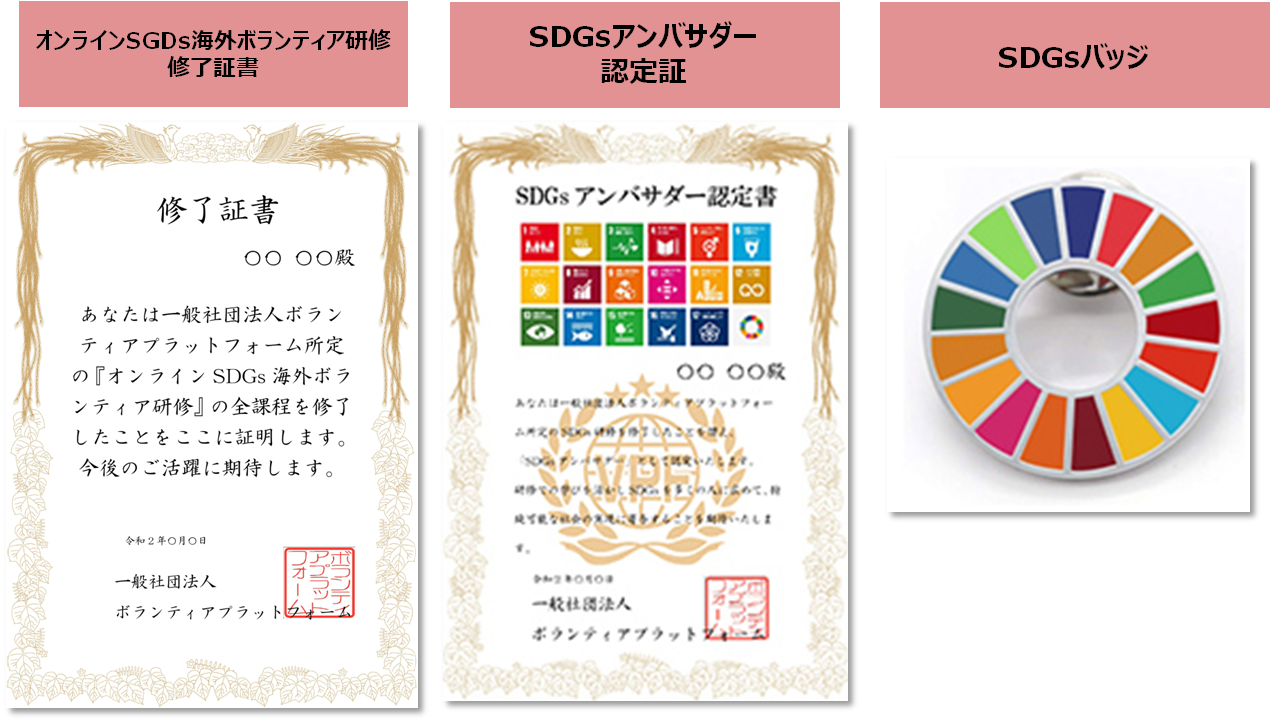 SDGs研修修了証書